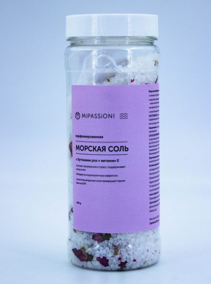 Парфюмированная морская соль для ванны с бутонами роз MI PASSION, 500 мл